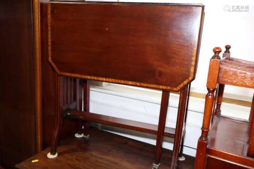 An Edwardian mahogany and satinwood banded Sutherland tea ta...