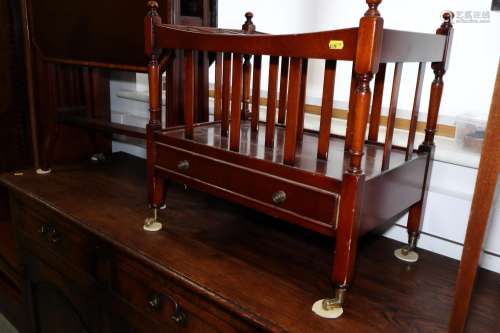 A well reproduced mahogany Canterbury, fitted one drawer, on...