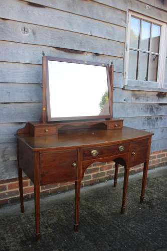 An Edwardian walnut, line inlaid and rosewood banded bowfron...