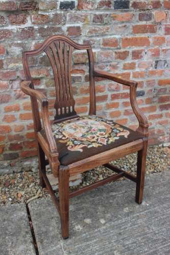 A Georgian provincial mahogany carver dining chair with drop...