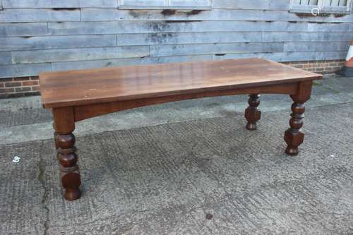 A Unicorn Man oak refectory table with plank top, on turned ...