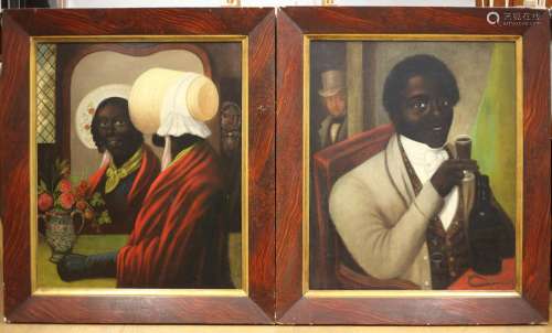 A pair of 19th century American School oils, portraits of a ...