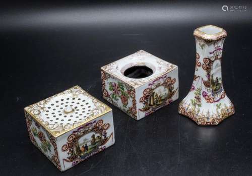 3-teiliges Schreibzeug / A 3-piece writing set, Meissen, woh...