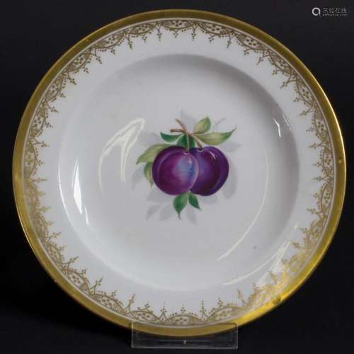 Teller mit Pflaumen / A plate with plums, Meissen, 1. Hälfte...