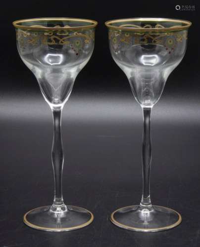 Paar Jugendstil Wein-/Stengelgläser / A pair of Art Nouveau ...