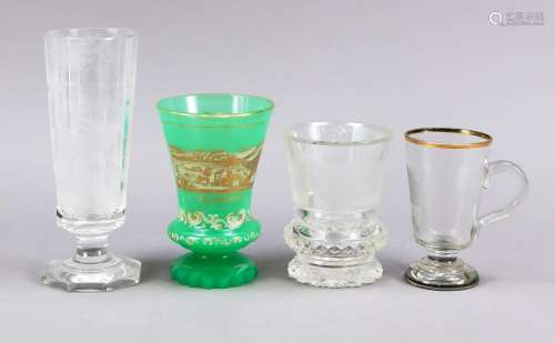 Set of four souvenir glasses,