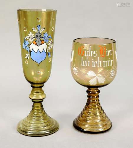 Two historism footed glasses,