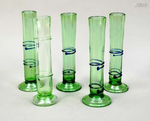 Five bar vases, 20th c., round