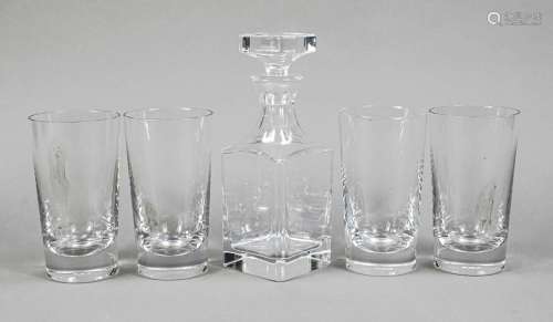 Five-piece glass set, France,