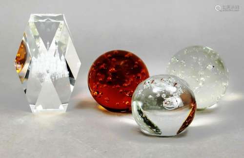 Four paperweights, 20th c., 3x