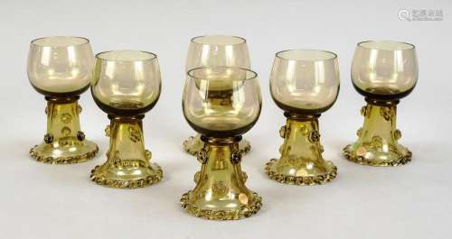 Six wine-glasses, around 1900,