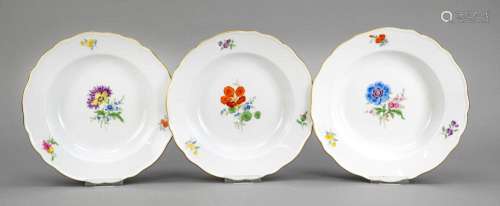 Three soup plates, Meissen, ma