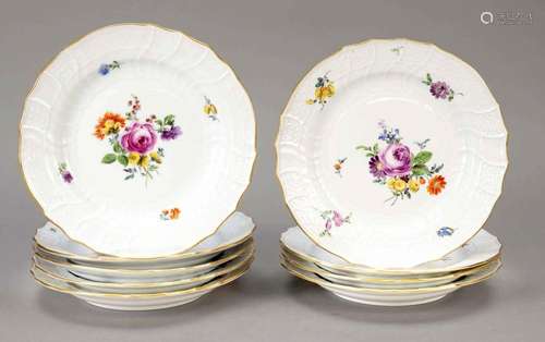 Nine dessert plates, Meissen,