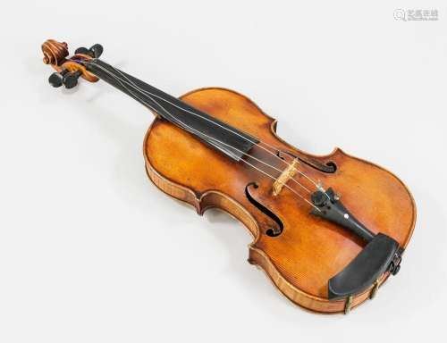 Violin in case, inscribed on a