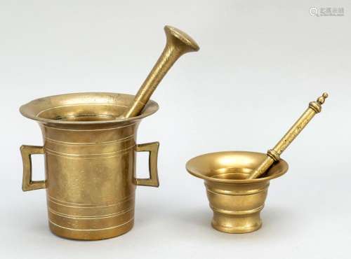 2 mortars with pestle, 19th c.