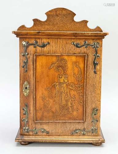 Wall cabinet, around 1900, oak