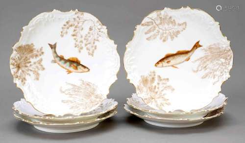 Six fish plates, Emille Coiffe
