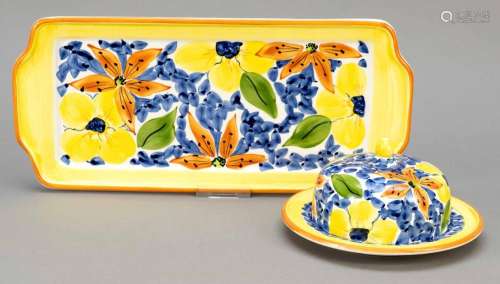 Butter dish and tray, Portugal