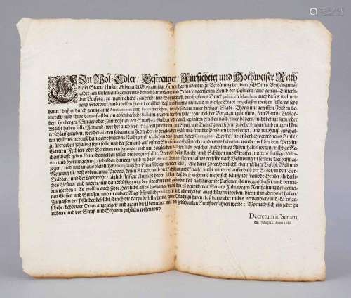 Plague Edict, Nuremberg 1666,