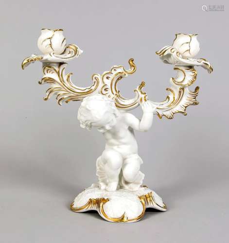 Figural candlestick, 2-flame,