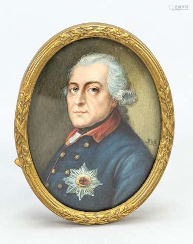 Miniature of Old Fritz, signed