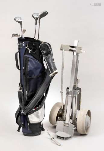 5 golf clubs with bag (marked