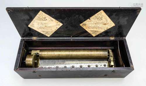 Large drum music box, 19th cen