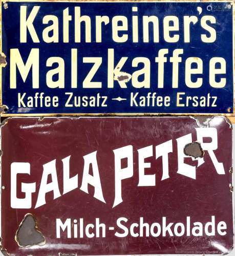 2 old enamel signs, Germany, 1