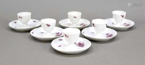 Six egg cups with fixed base,