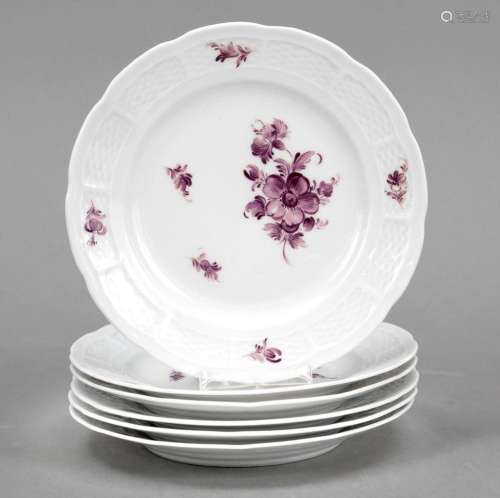 Six bread plates, Nymphenburg,