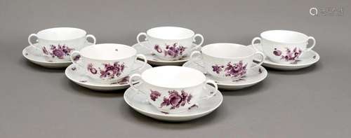 Six soup cups with saucer, Nym