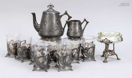 Art Nouveau teapot and milk ju