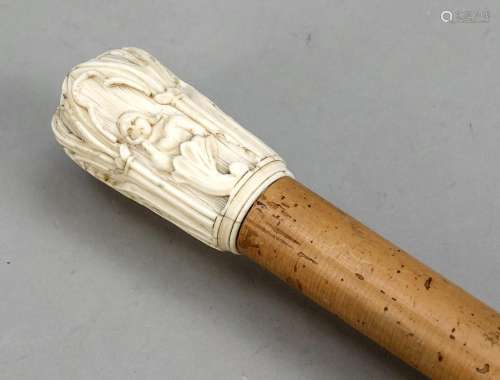 Walking stick with carved leg