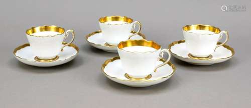 Four cups with saucers, Meisse