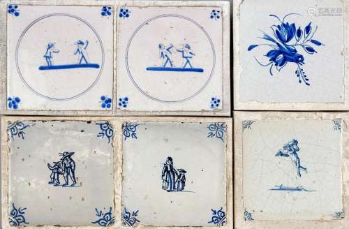 6 tiles, 18th c., all with cob