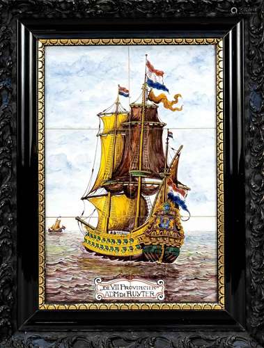 Tile picture with sailing ship