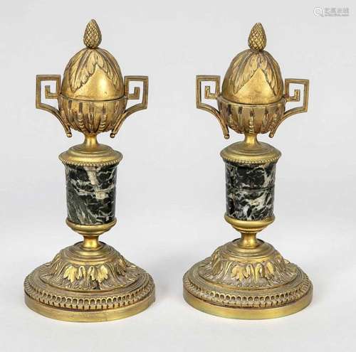 Pair of candlesticks with lids