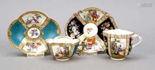 Two cups with saucers, Dresden