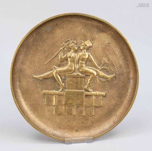 Art deco bronze plate, 1930s,