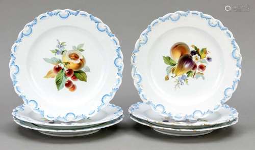 Six fruit plates, Meissen, Kna