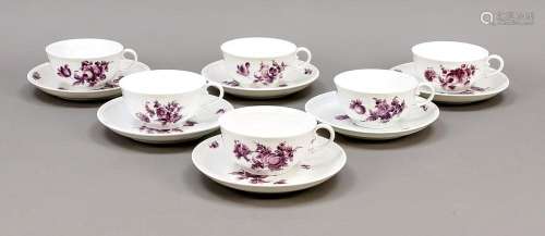 Six tea cups with saucers, Nym