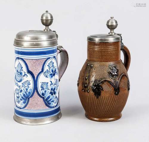 2 tankards, 18th/19th c.: 1 x