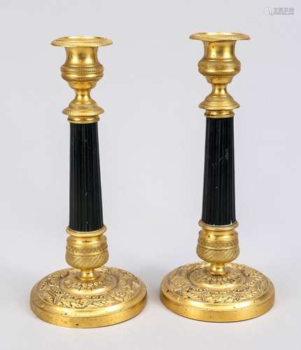 Pair of Empire style candlesti