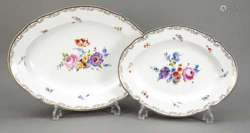 Two oval serving bowls, KPM, m