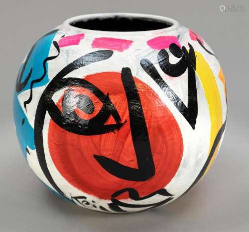 Spherical vase, w. Majolica, K
