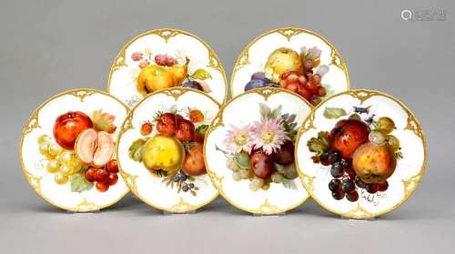 Six plates with fruit painting