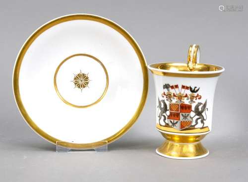 Heraldic cup with saucer, KPM