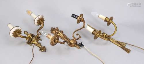 3 double-armed sconces, 20th c