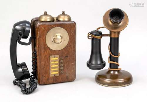 2 x historical telephones, lat