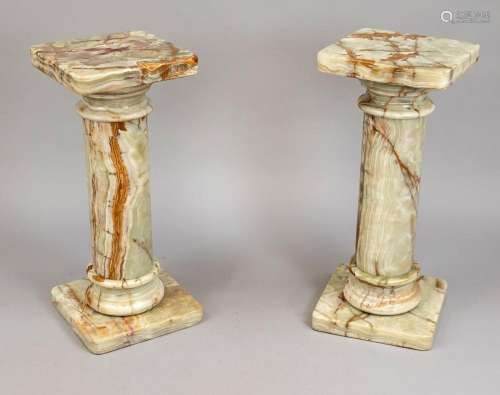Pair of onyx palm postaments,